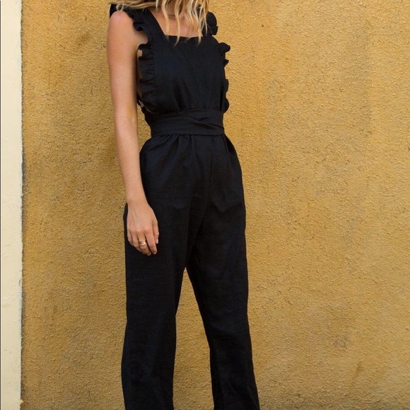 Posse Black Linen Jumpsuit - Picture 1 of 5